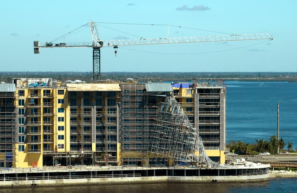 AerialViewOfRuinedByHurricaneIanConstructionScaffoldingOn