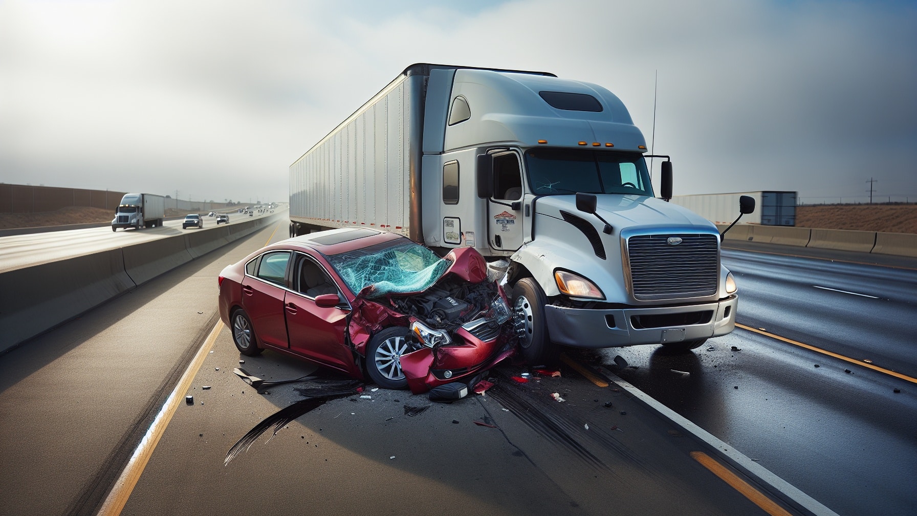 CarVsSemiTruckAccidentNoInjury