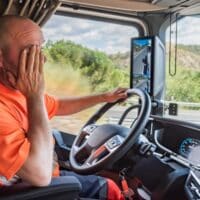 TruckDriverDrivingTheTruckAndRubbingHisFaceWith TruckDriverDrivingTheTruckAndRubbingHisFaceWith