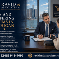 Michigan pain and suffering claims with Ravid & Associates, P.C. attorney discussing injury compensation.
