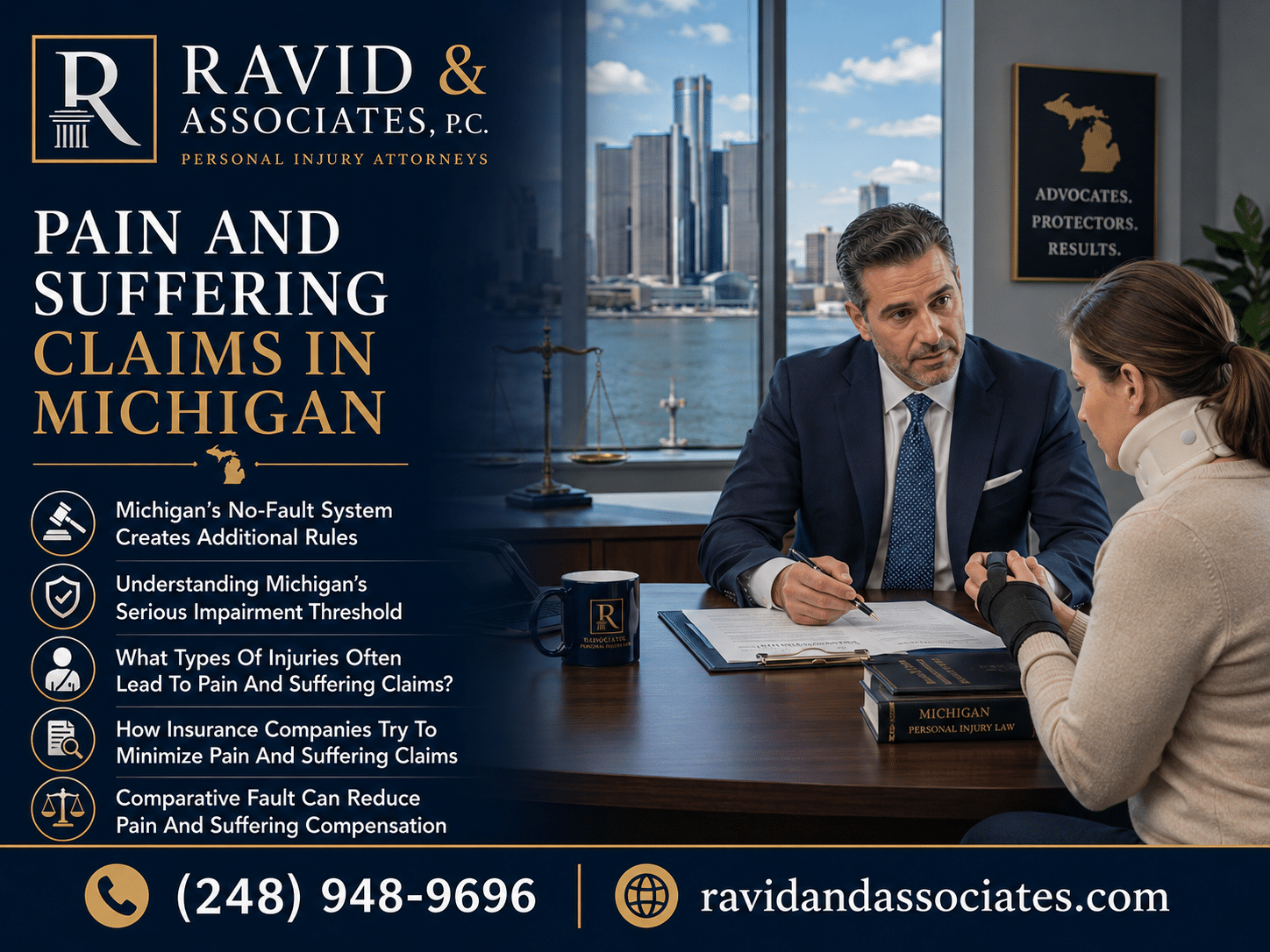 Pain and suffering claims in Michigan: No-Fault system, serious impairment threshold, and Michigan personal injury attorneys.
